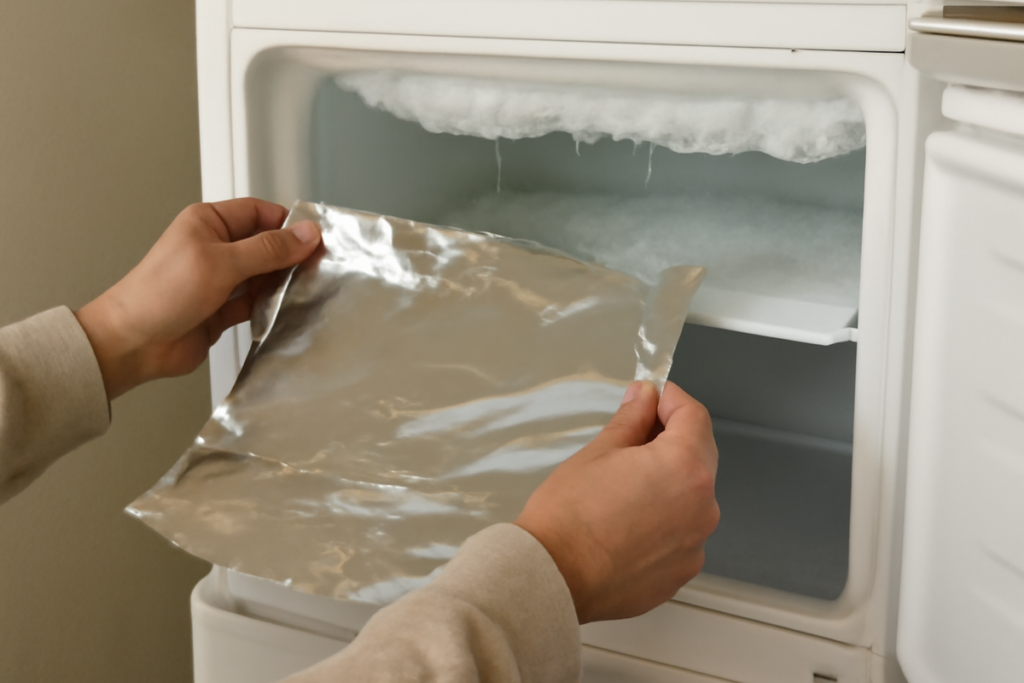 Defrost your freezer in minutes with a single sheet of foil and cut energy use in the process