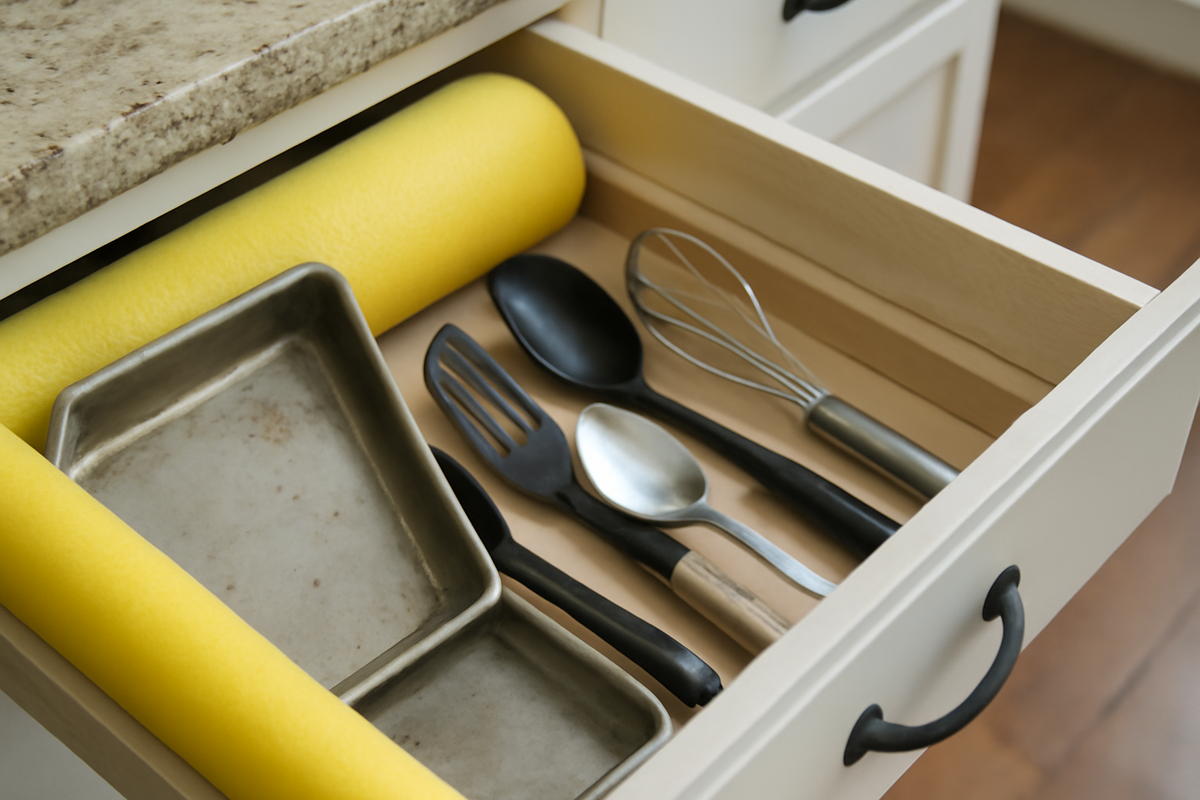 How a pool noodle can transform your kitchen organization the simple life hack