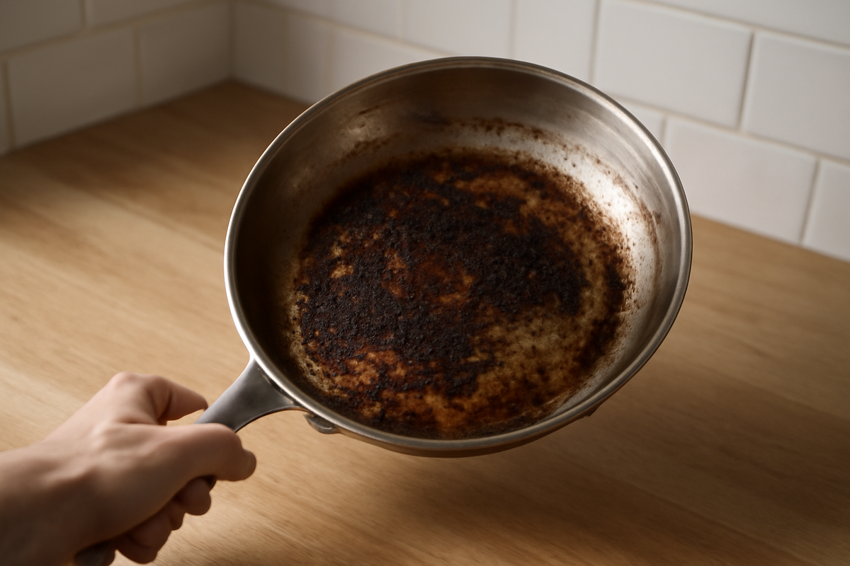 How to remove burnt on grease from a frying pan effectively