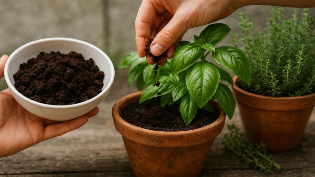 Leftover coffee grounds turn wilting herbs into lush growers no fancy fertilizers needed