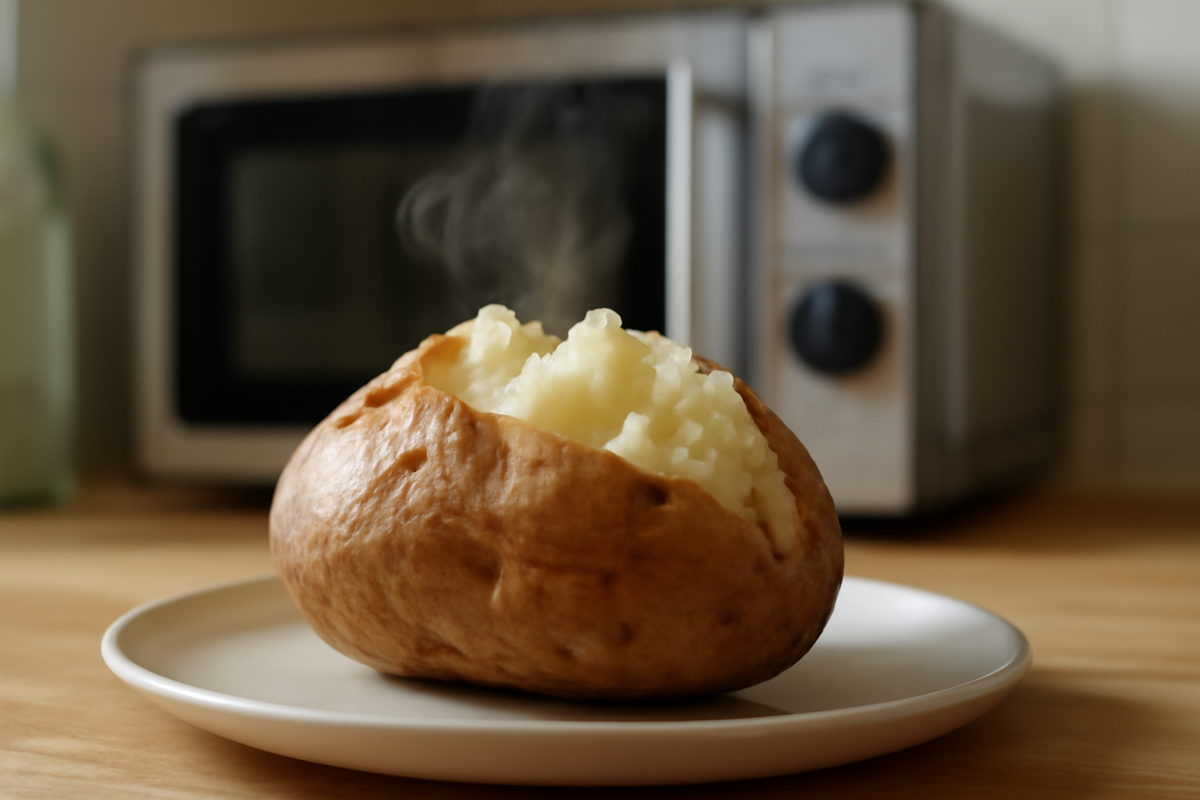 Microwave hack baked potato in 10 minutes with no oven needed