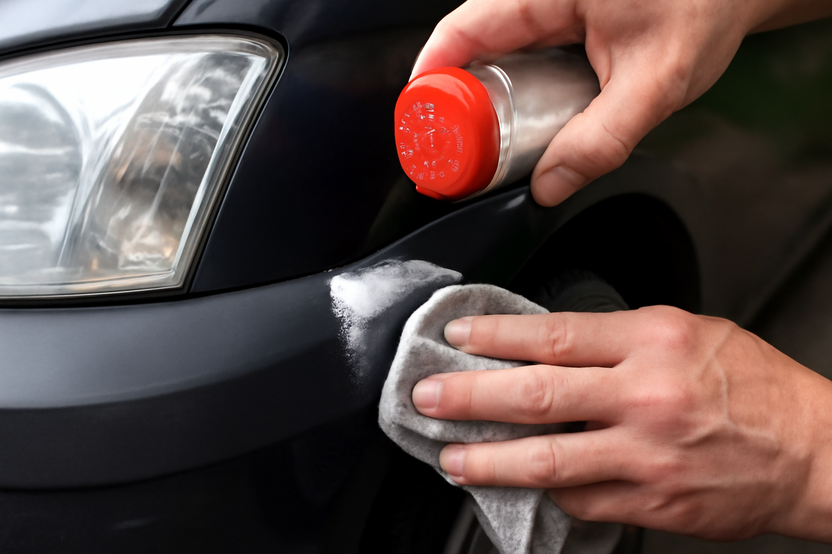 Pantry powder restores faded car plastics to a factory new sheen mechanics say